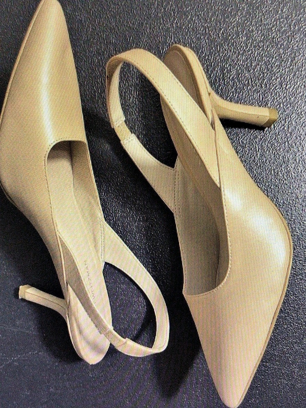 Stuart Weitzman Pointed Toe Slingback Heels in Beige